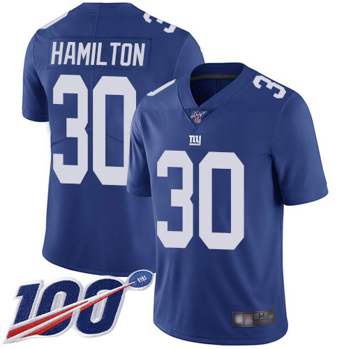 Men New York Giants #30 Antonio Hamilton Royal Blue Team Color Vapor Untouchable Limited Player 100th Season Football NFL Jersey->new york giants->NFL Jersey